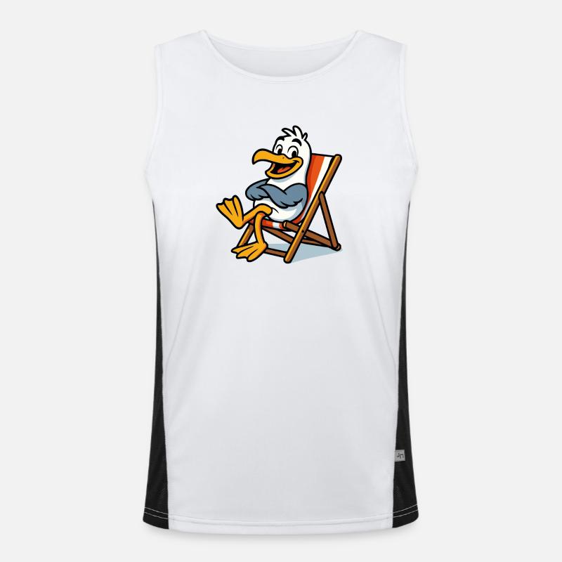 Lounge-Seemöwe am Strand Funktionelles Kontrast-Tank Top für Männer 