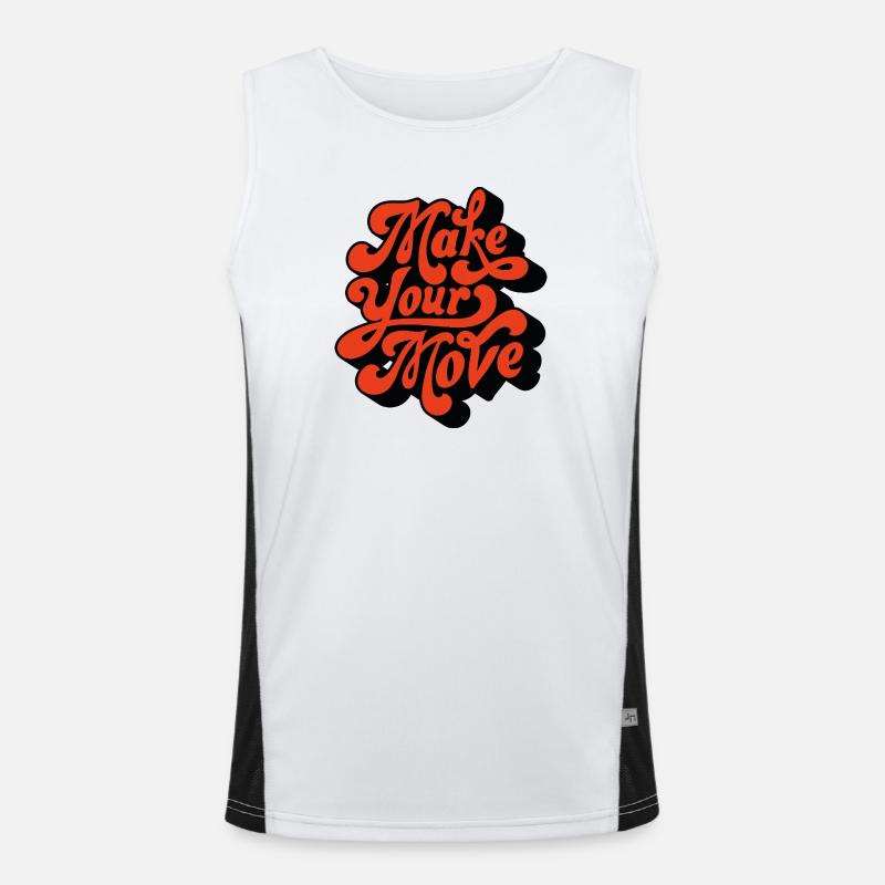 Make Your Move Retro Script - Men's Functional Contrast Tank Top  - white/black