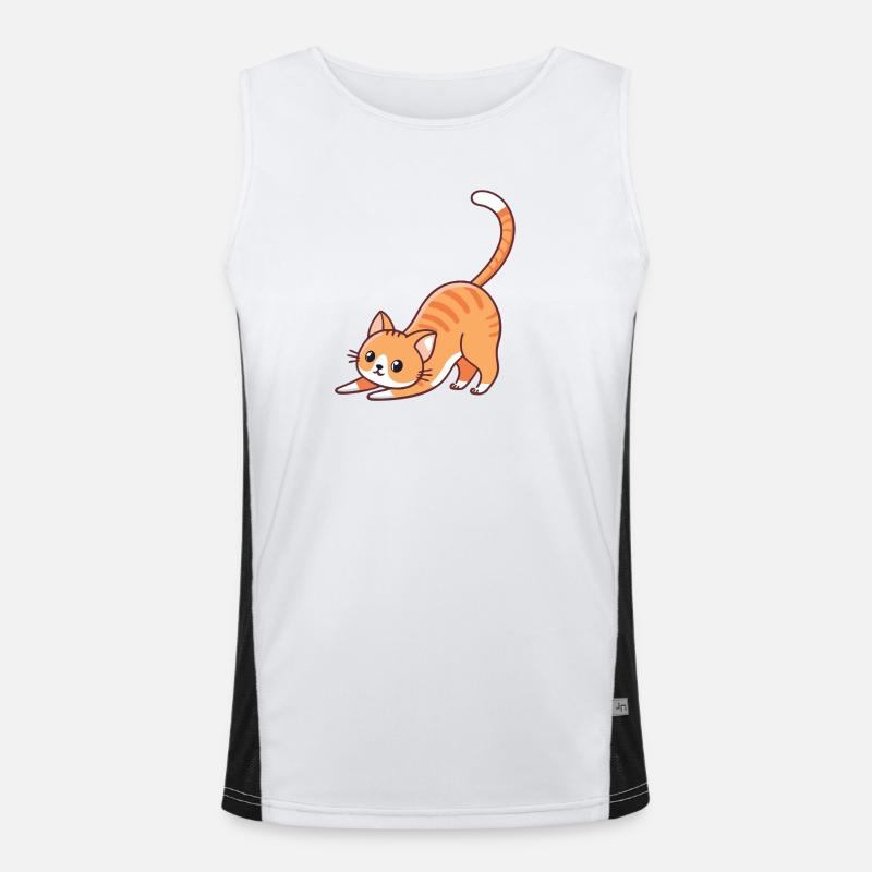Orangefarbenes Kätzchen dehnt sich Funktionelles Kontrast-Tank Top für Männer 