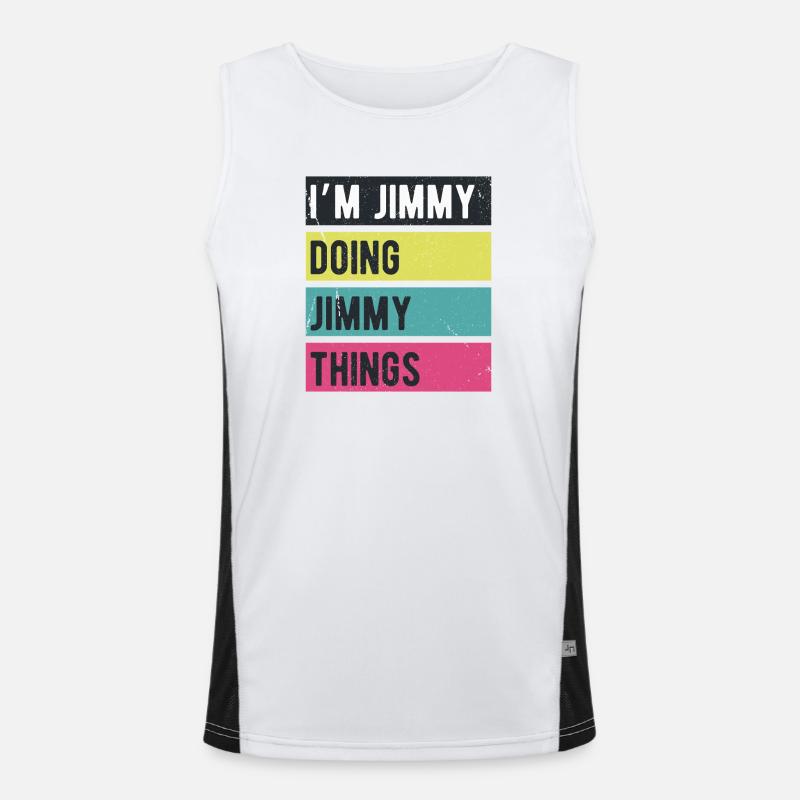 Ich bin Jimmy Mache Jimmy Things Retrofarben Funktionelles Kontrast-Tank Top für Männer 