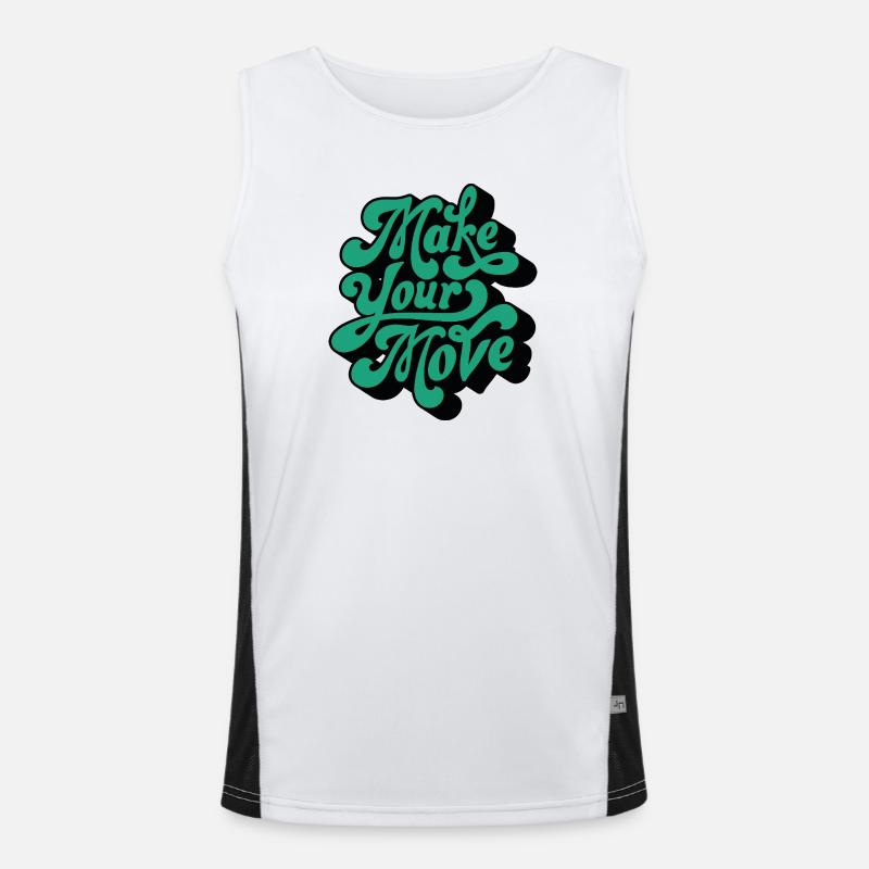 Make Your Move – Retro Script Motif - Men's Functional Contrast Tank Top  - white/black
