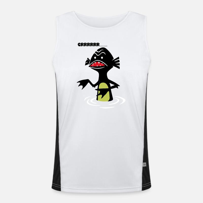Water Monster - Men's Functional Contrast Tank Top  - white/black