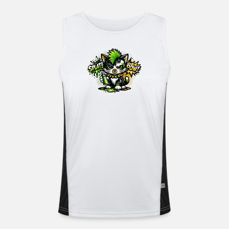 Neon Graffiti Kätzchen Sprayer Funktionelles Kontrast-Tank Top für Männer 