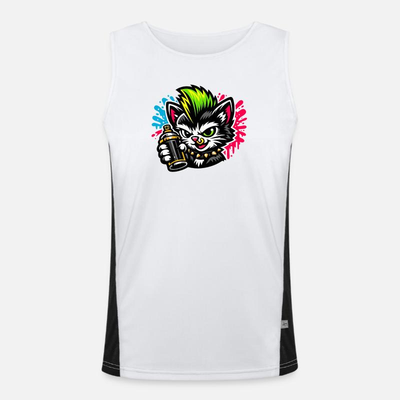 Graffiti Cat Spray Dot Débardeur respirant contrasté Homme 