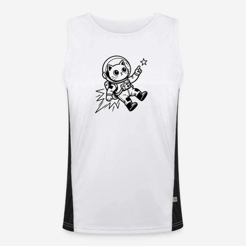 Cat Astronaut in Space Men's Functional Contrast Tank Top 