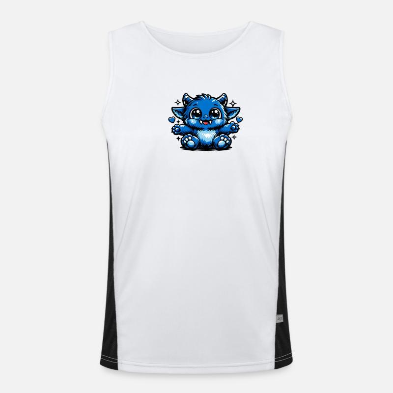 Blauer Kuschel-Drachen Comicstil Funktionelles Kontrast-Tank Top für Männer 