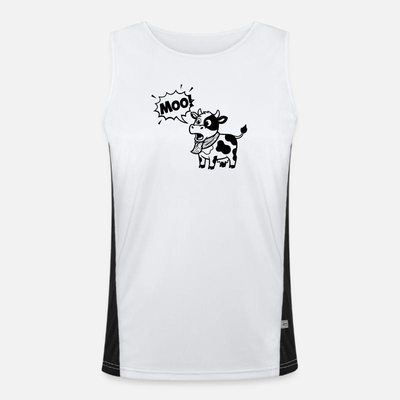Funny Cow Moo Comic Speech Bubble - Men's Functional Contrast Tank Top  - white/black