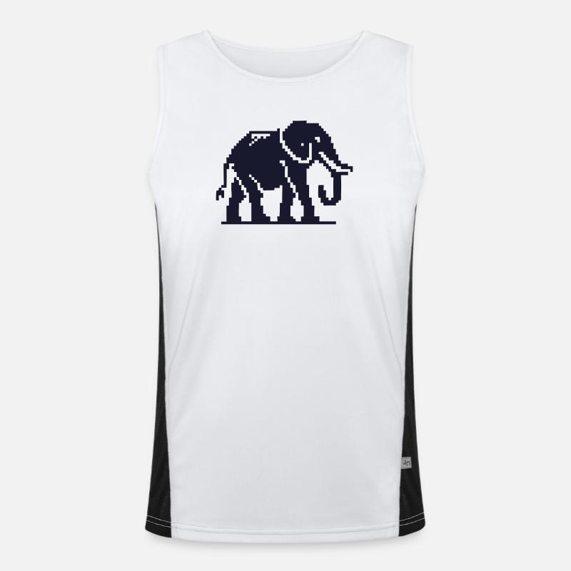 Elephant Pixel Art Dark Blue Men's Functional Contrast Tank Top 