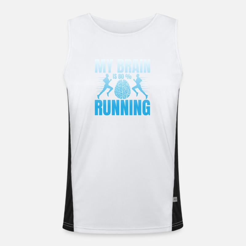 Running My Brain Is 80 % Running Marathon Runner Men's Functional Contrast Tank Top 