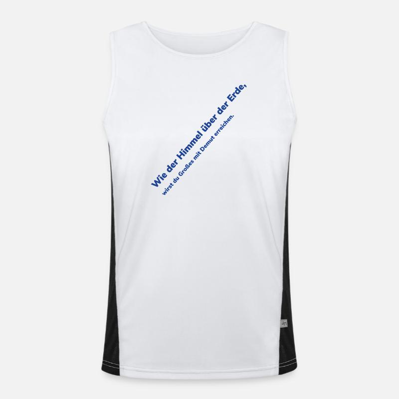 Himmel über Erde Diagonaltext Funktionelles Kontrast-Tank Top für Männer 