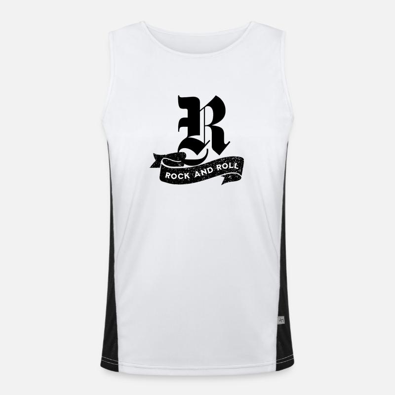 Rock and Roll Tilted Text - Men's Functional Contrast Tank Top  - white/black