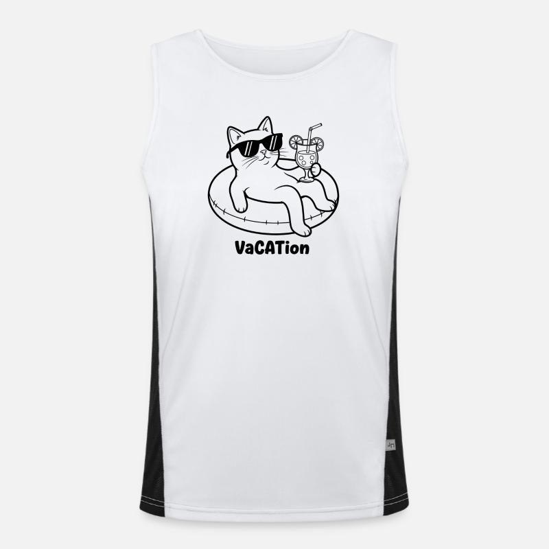 Katzenurlaub am Pool VaCATtion Funktionelles Kontrast-Tank Top für Männer 