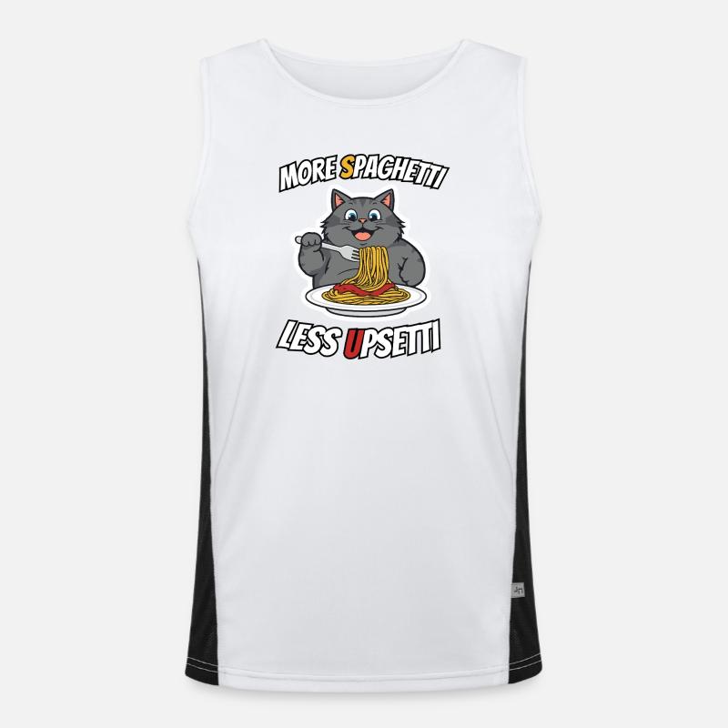 Fat Cat Eats Spaghetti More Spaghetti Less Ups Men's Functional Contrast Tank Top 