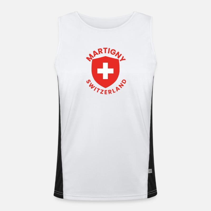 Martigny Schweizer Schild Funktionelles Kontrast-Tank Top für Männer 