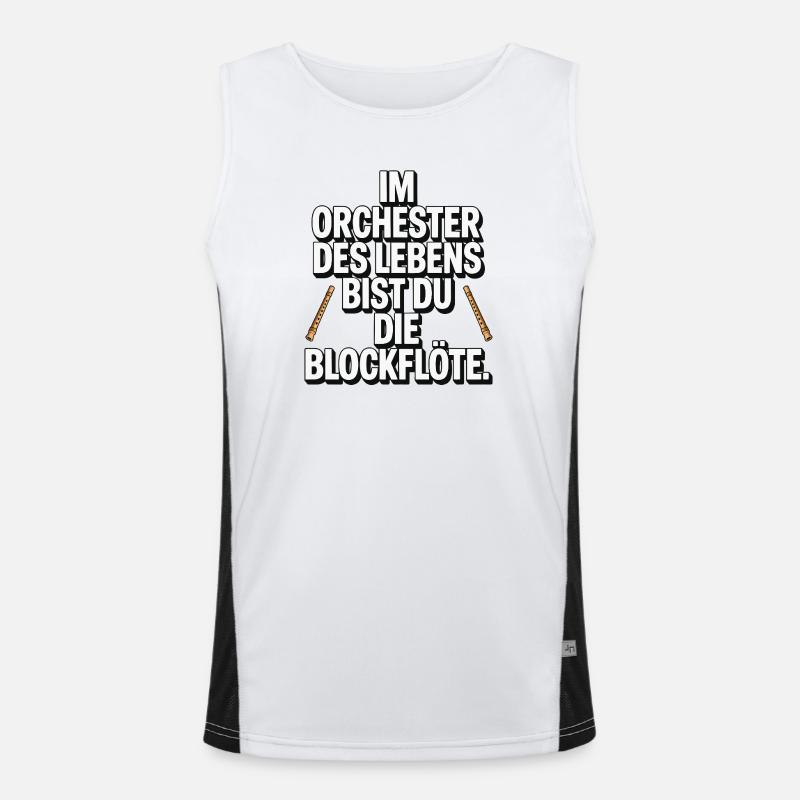 Orchester des Lebens Blockflöte Design Funktionelles Kontrast-Tank Top für Männer 