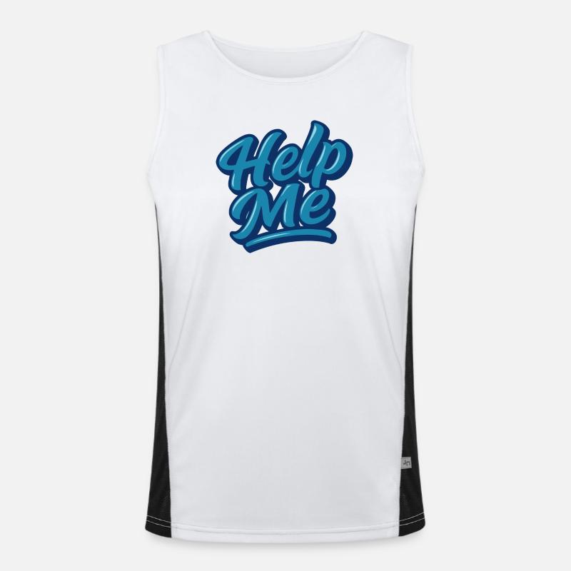 Help Me Blue Script Logo - Men's Functional Contrast Tank Top  - white/black