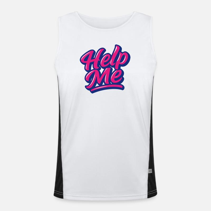 Help Me Neon Script - Men's Functional Contrast Tank Top  - white/black