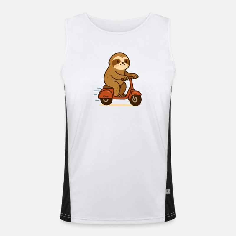 Sloth on scooter Men's Functional Contrast Tank Top 
