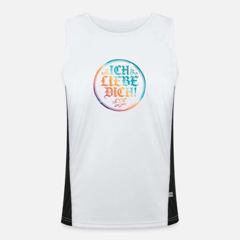 Ich Liebe Dich Spruch Bunt Funktionelles Kontrast-Tank Top für Männer 