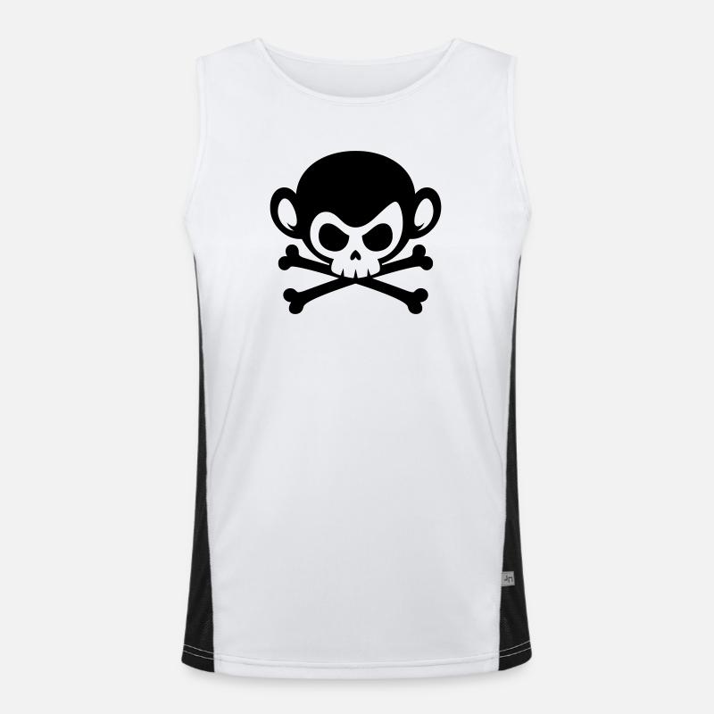 Skull monkey with crossed bones Men's Functional Contrast Tank Top 