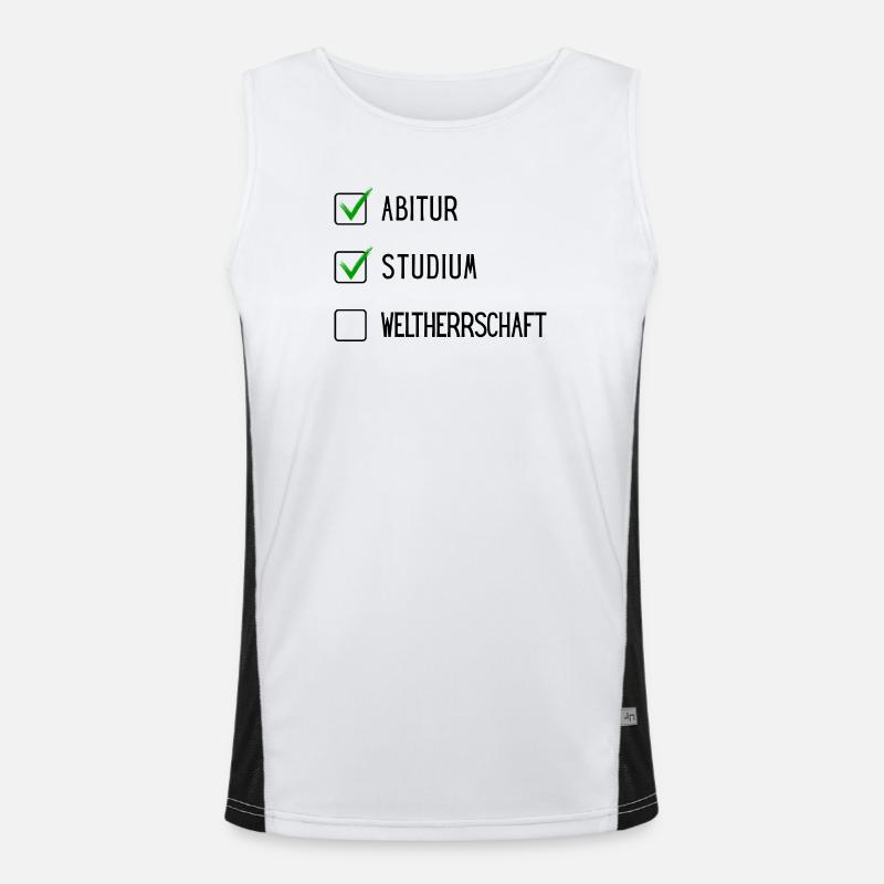 Studium Checkliste (ABI, Studium, Weltherschaft) Funktionelles Kontrast-Tank Top für Männer 