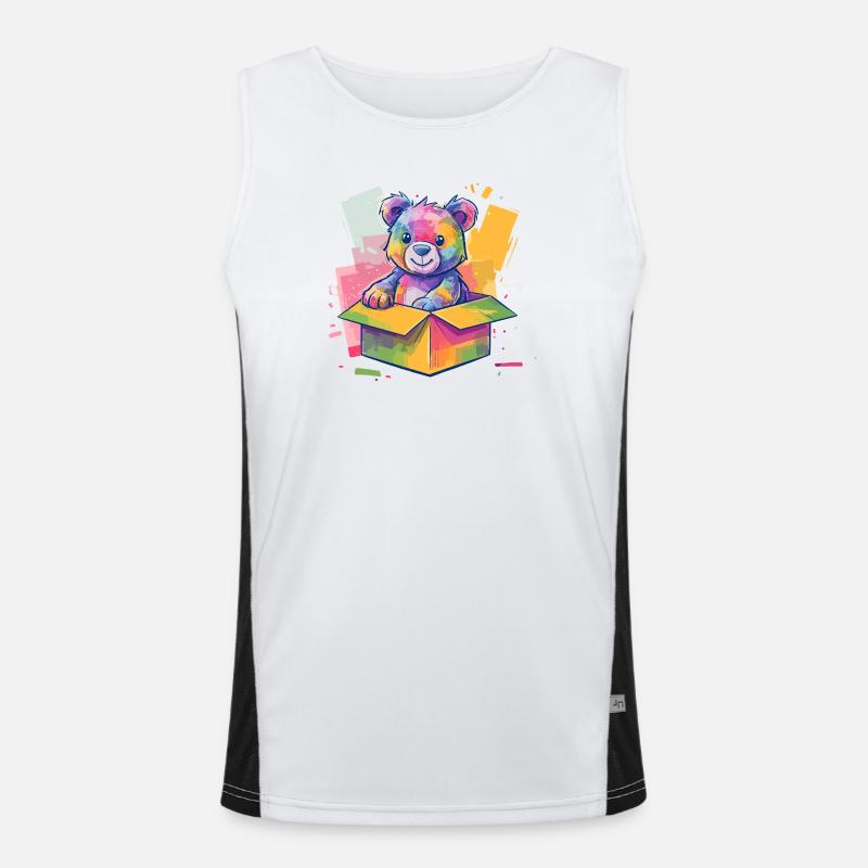 Rainbow Bear in a Box - Men's Functional Contrast Tank Top - white/black