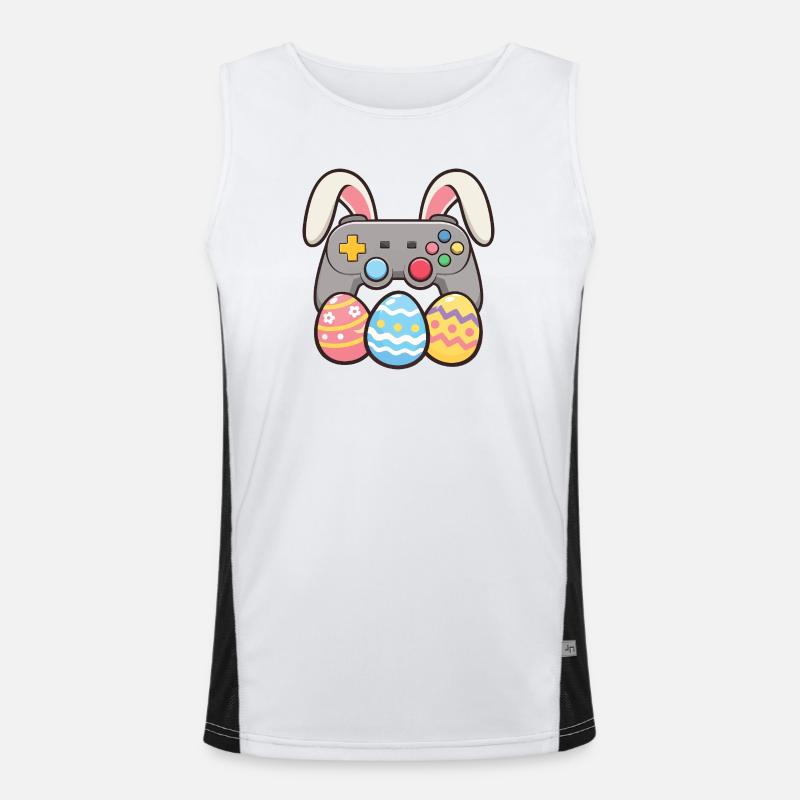 Bunny Gaming Controller Easter Gamer Fun - Men's Functional Contrast Tank Top - white/black