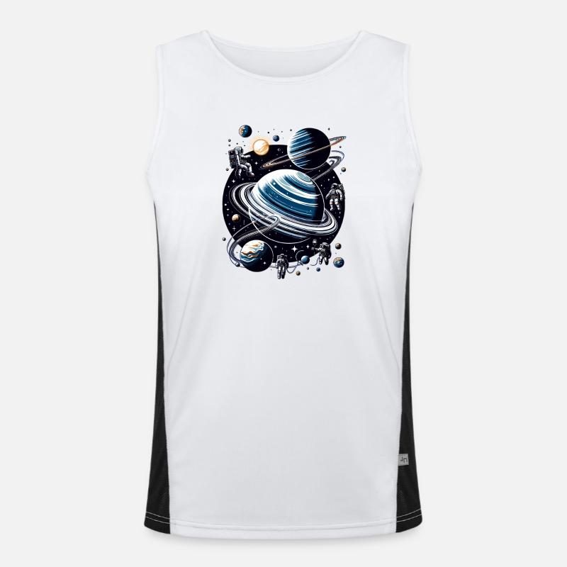Ringed planet orbit: Astronauts Men's Functional Contrast Tank Top 