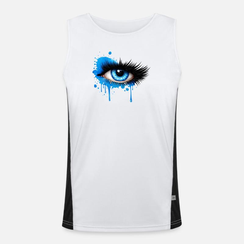Œil bleu dans le style graffiti Débardeur respirant contrasté Homme 