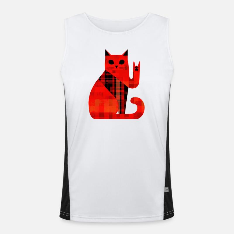 Red Cat Plaid Pattern Modern Men's Functional Contrast Tank Top 
