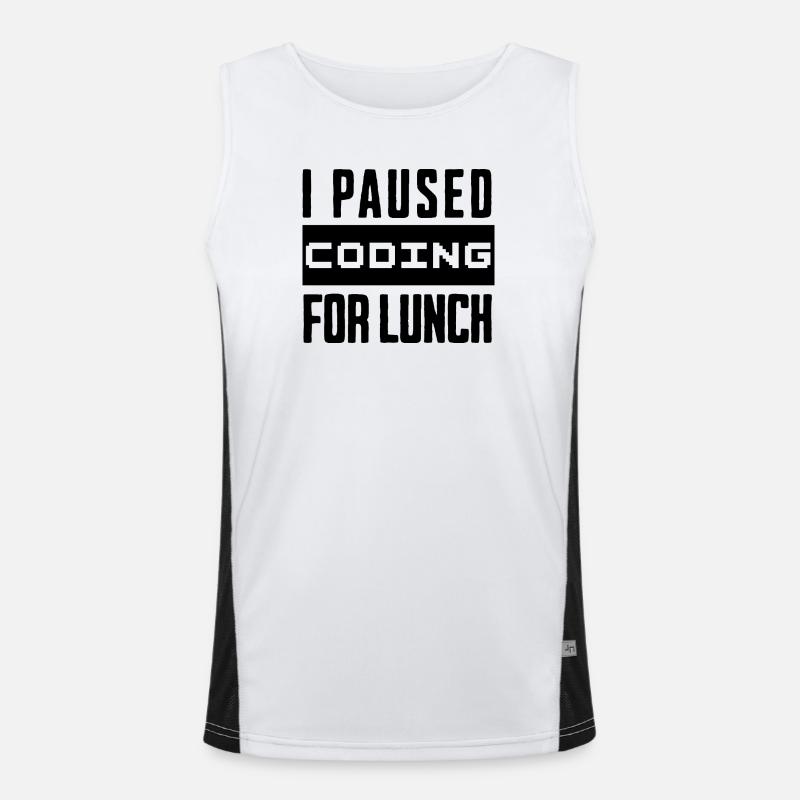 Codage de geeks, j’ai mis le codage en pause pour le déjeuner Débardeur respirant contrasté Homme 