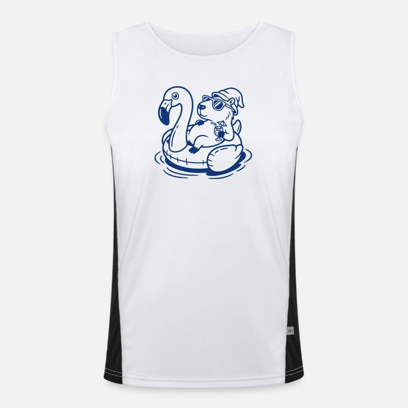 Flamingo-Float Capy Funktionelles Kontrast-Tank Top für Männer 