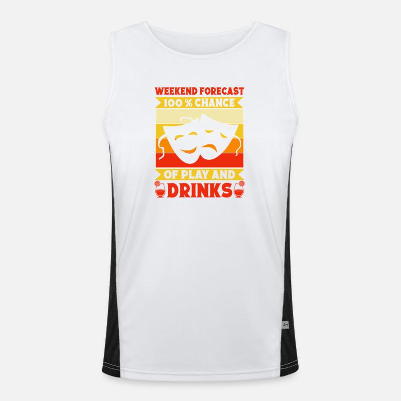 Musical Theatre Weekend Forecast Play & Drinks Funktionelles Kontrast-Tank Top für Männer 