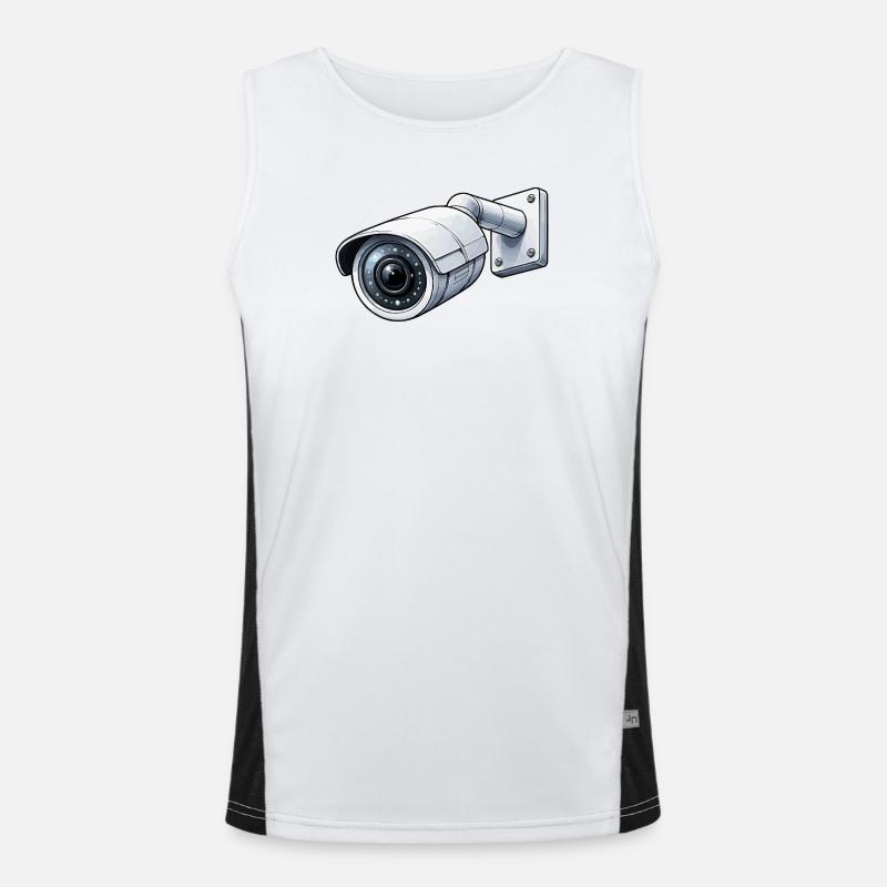 Security Camera Surveillance Camera - Men's Functional Contrast Tank Top  - white/black