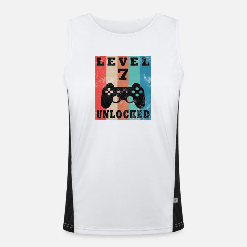 Level 7 freigeschaltet Retro-Controller Funktionelles Kontrast-Tank Top für Männer 