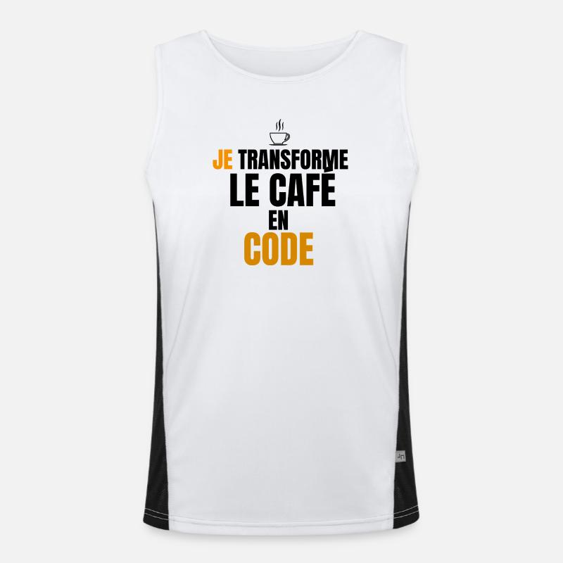 Je transforme le code en café Débardeur respirant contrasté Homme 