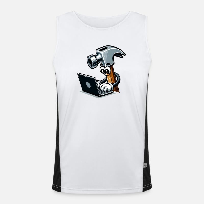 HammerCode: Tool meets bits - Men's Functional Contrast Tank Top  - white/black