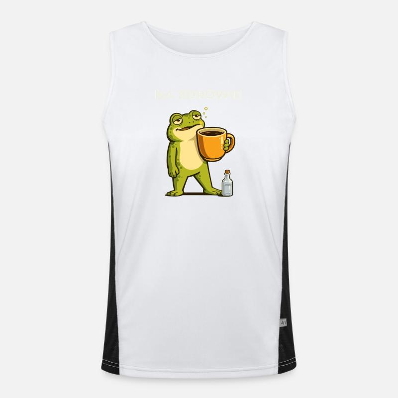 Frog Na zdrowie Coffee & Vodka Humor Men's Functional Contrast Tank Top 