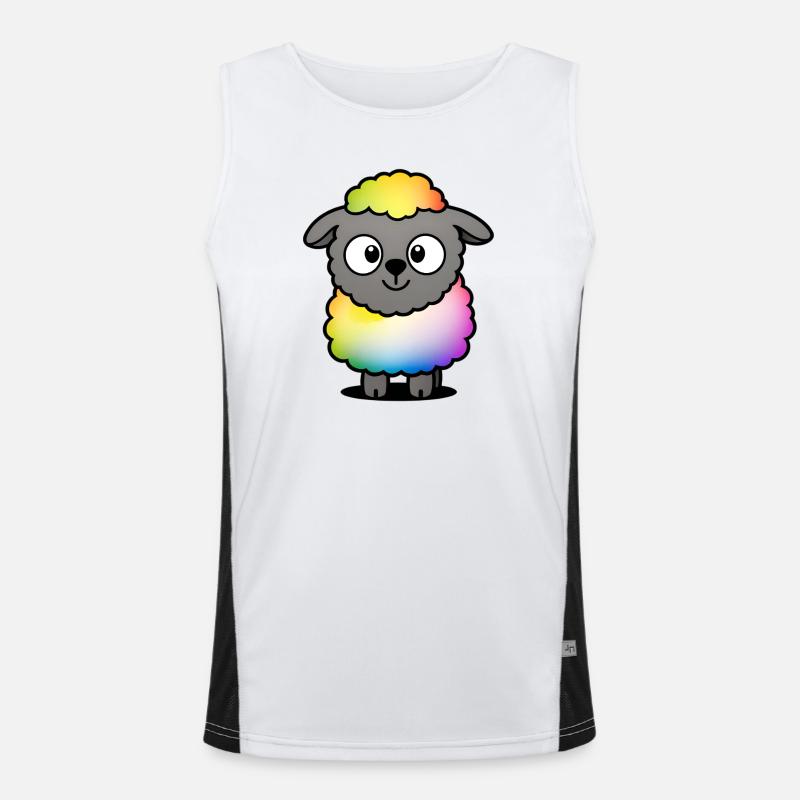 Rainbow Fluffy Sheep Men's Functional Contrast Tank Top 