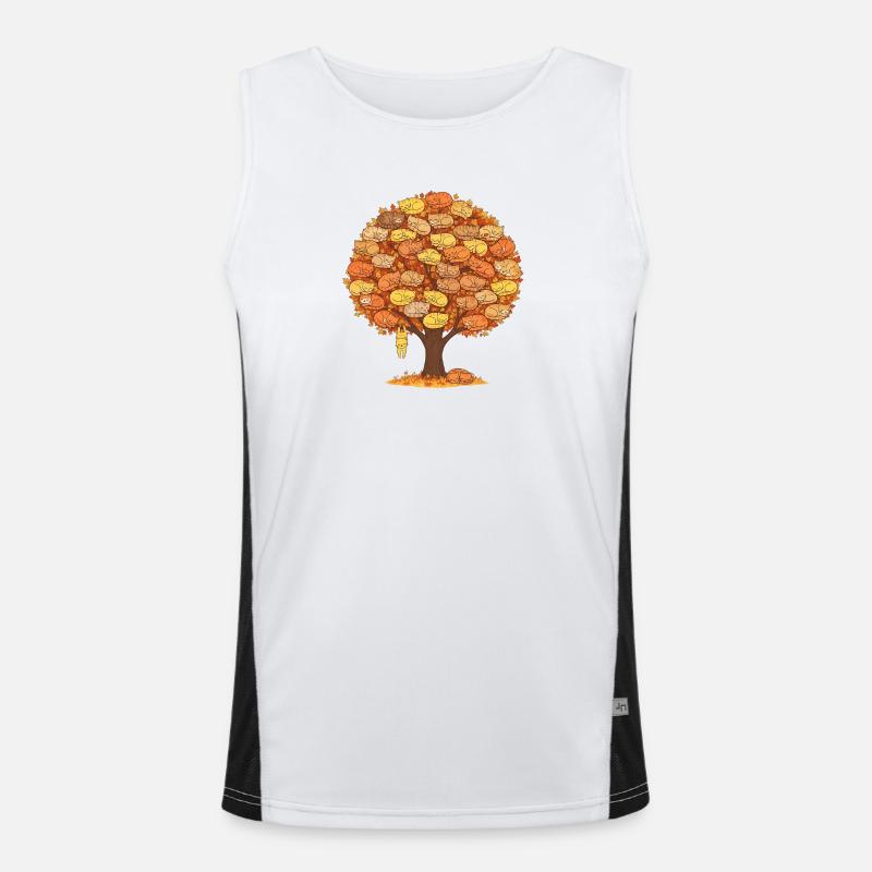 Cat Tree Autumn - Cute Sleeping Cats Design Men's Functional Contrast Tank Top 