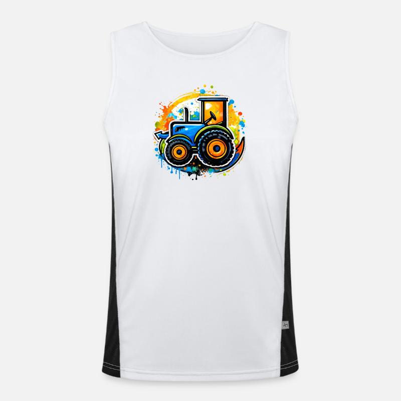 Bunter Traktor im Graffiti-Stil   Funktionelles Kontrast-Tank Top für Männer 