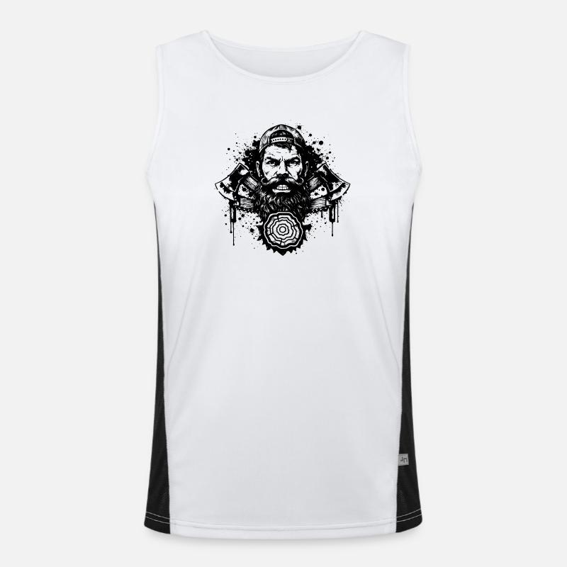Lumberjack Stencil with Double Axe Men's Functional Contrast Tank Top 