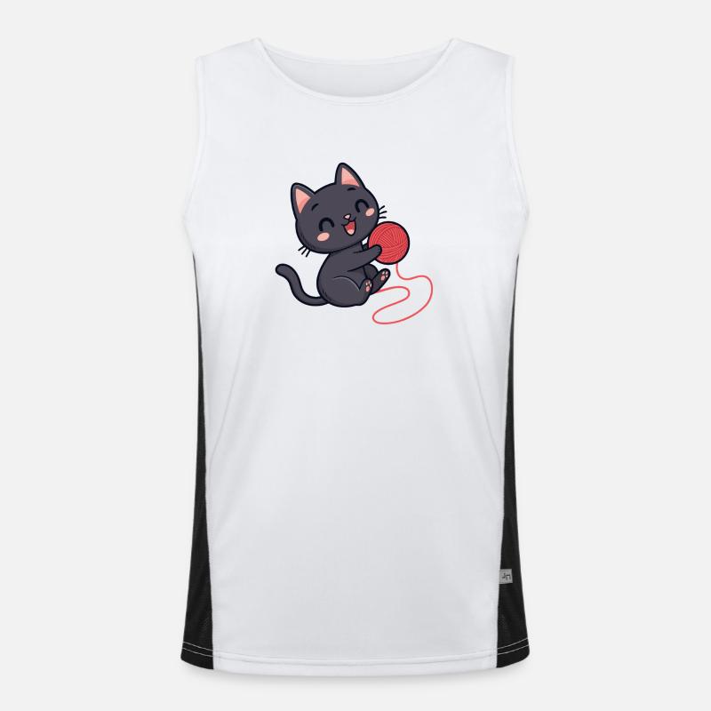 Red wool kitten soft pattern - Men's Functional Contrast Tank Top  - white/black