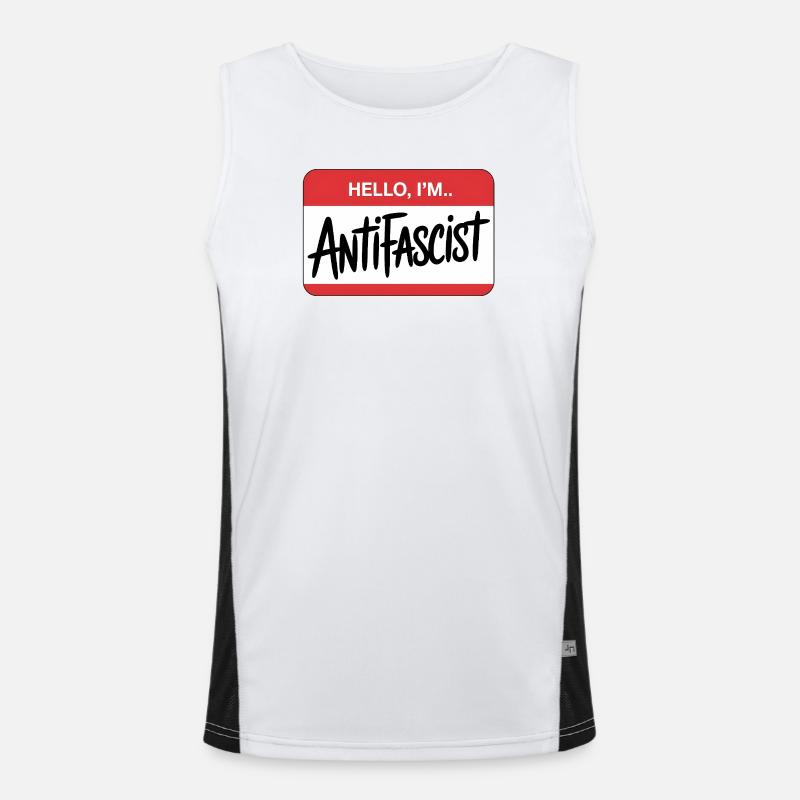 Hello I'm Antifascist - Antifa Tee Funktionelles Kontrast-Tank Top für Männer 