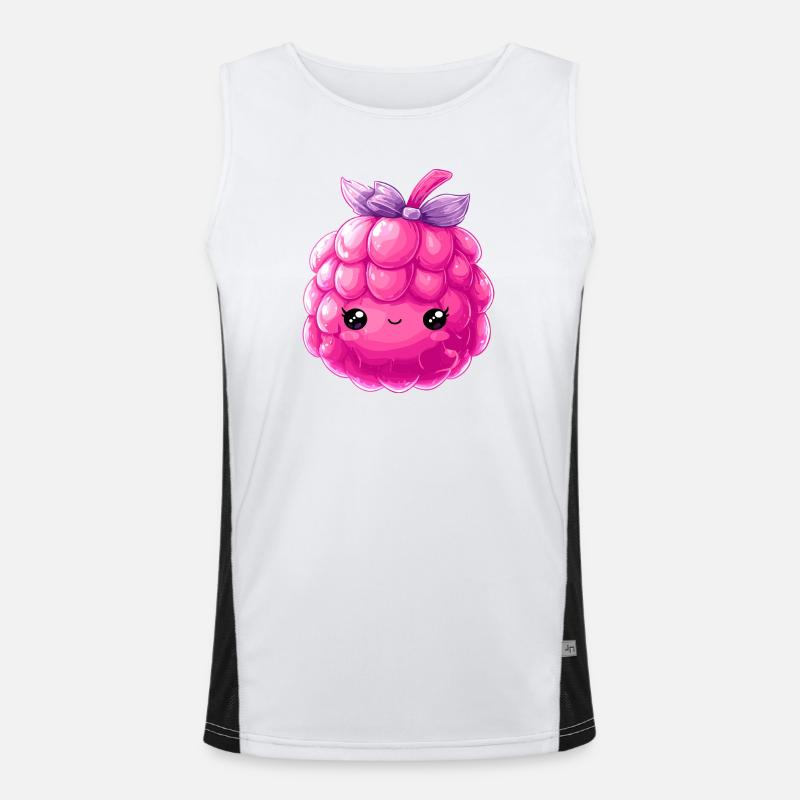Kawaii Raspberry Cuddle Character Men's Functional Contrast Tank Top 