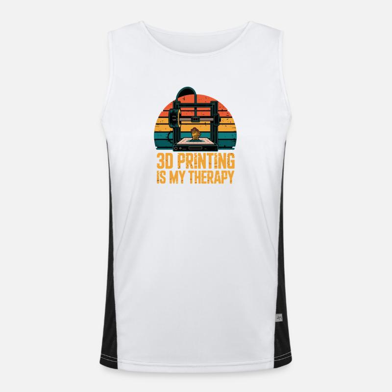 3D Printing Is My Therapy Retro 3D Drucker Maker Funktionelles Kontrast-Tank Top für Männer 