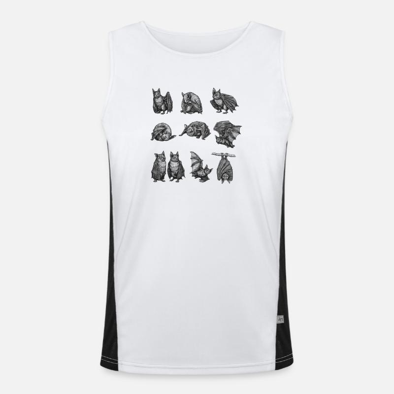 Night Bat Silhouettes Pattern - Men's Functional Contrast Tank Top  - white/black