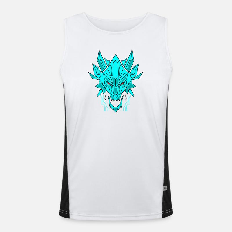 Geometrischer Eisdrache Kopf Men's Functional Contrast Tank Top 