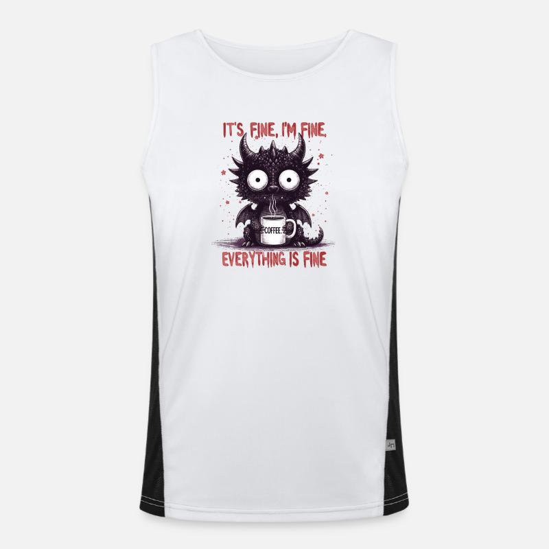 Its Fine Im Fine Kaffee Drachen Funktionelles Kontrast-Tank Top für Männer 