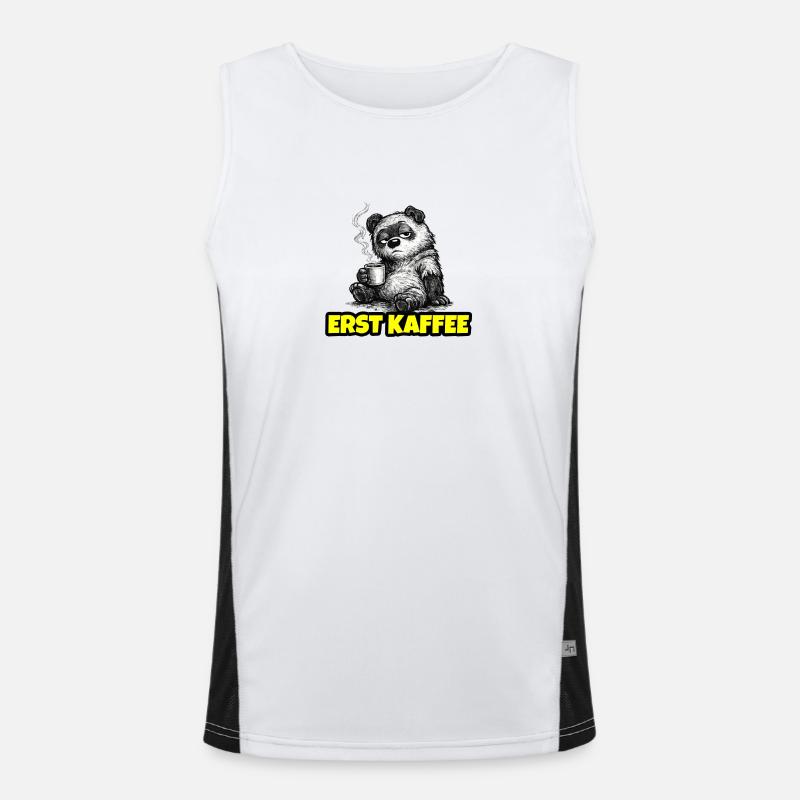 Erst Kaffee – Grumpy Bär (Morgenmuffel Sketch) Funktionelles Kontrast-Tank Top für Männer 